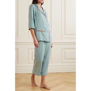 Sleeper Party Twill Pajama Set‎ Button Up Top Pants Size Small